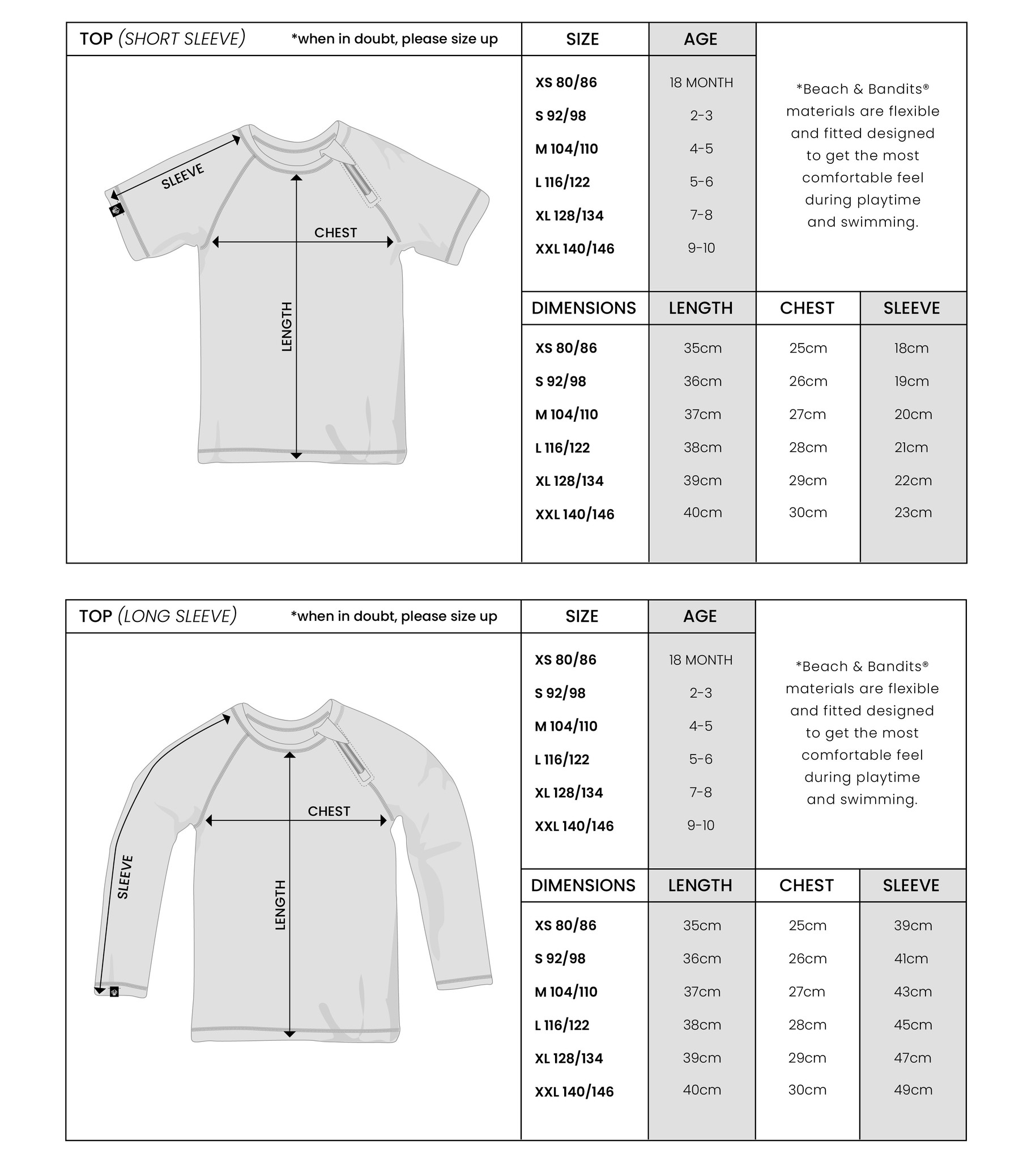 Size Chart – Beach & Bandits – Dubai